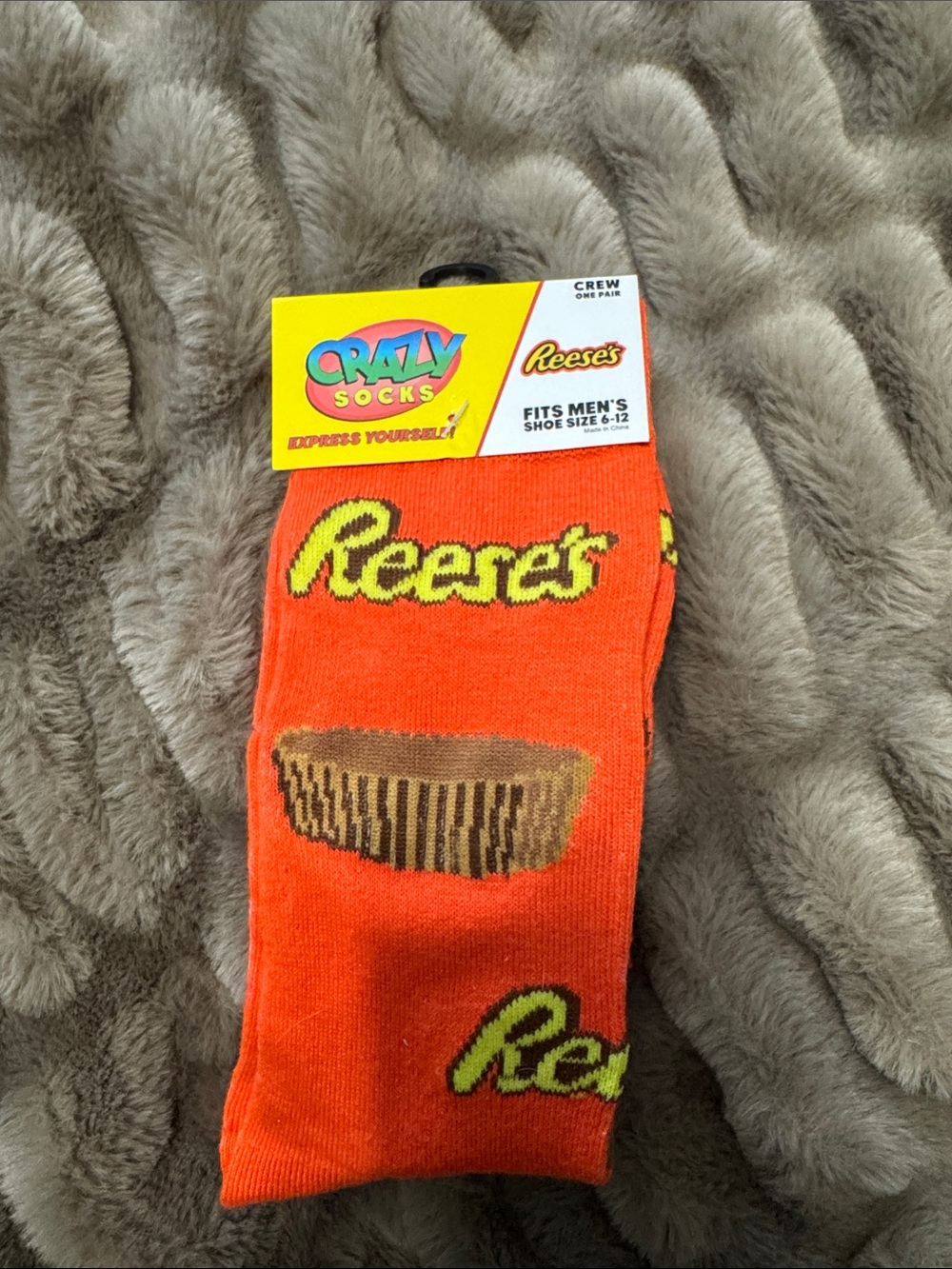 Orange Novelty Crew Socks - Men's